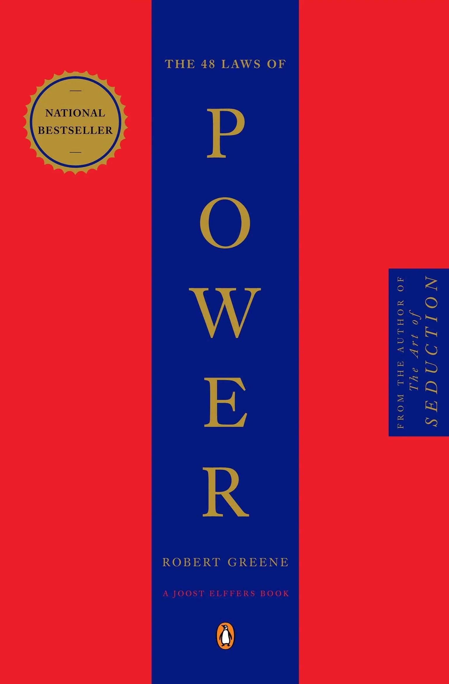 The 48 Laws of Power ebook by Robert Greene with red and blue cover and national bestseller badge
