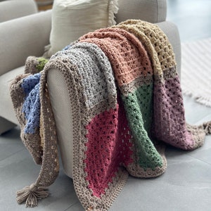 9 Square Granny Throw Crochet Pattern (PDF Digital Download only)