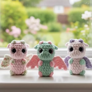 Hatching Baby Dragons and Eggs Crochet Pattern, Amigurumi Set (PDF Pattern)